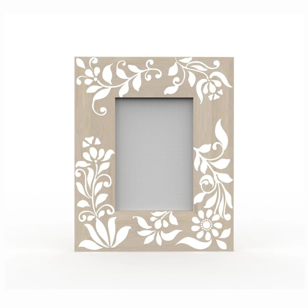 Photo Frame - White Leaf