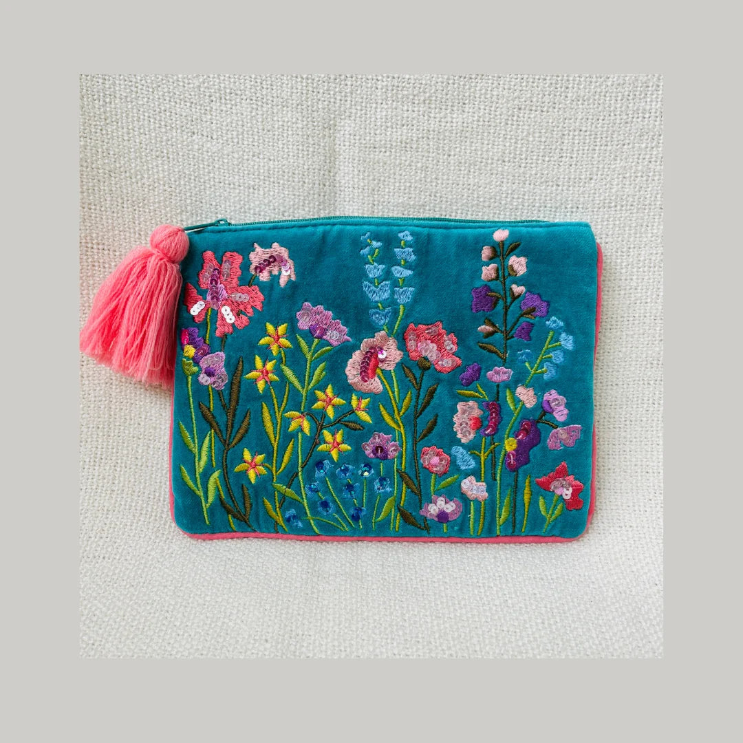 Pouch - Teal Garden