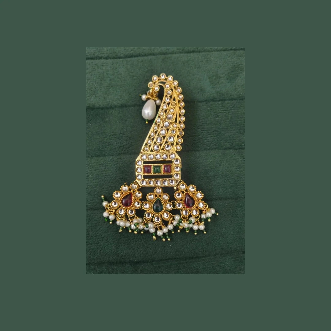 Pearl and Meena Brooch
