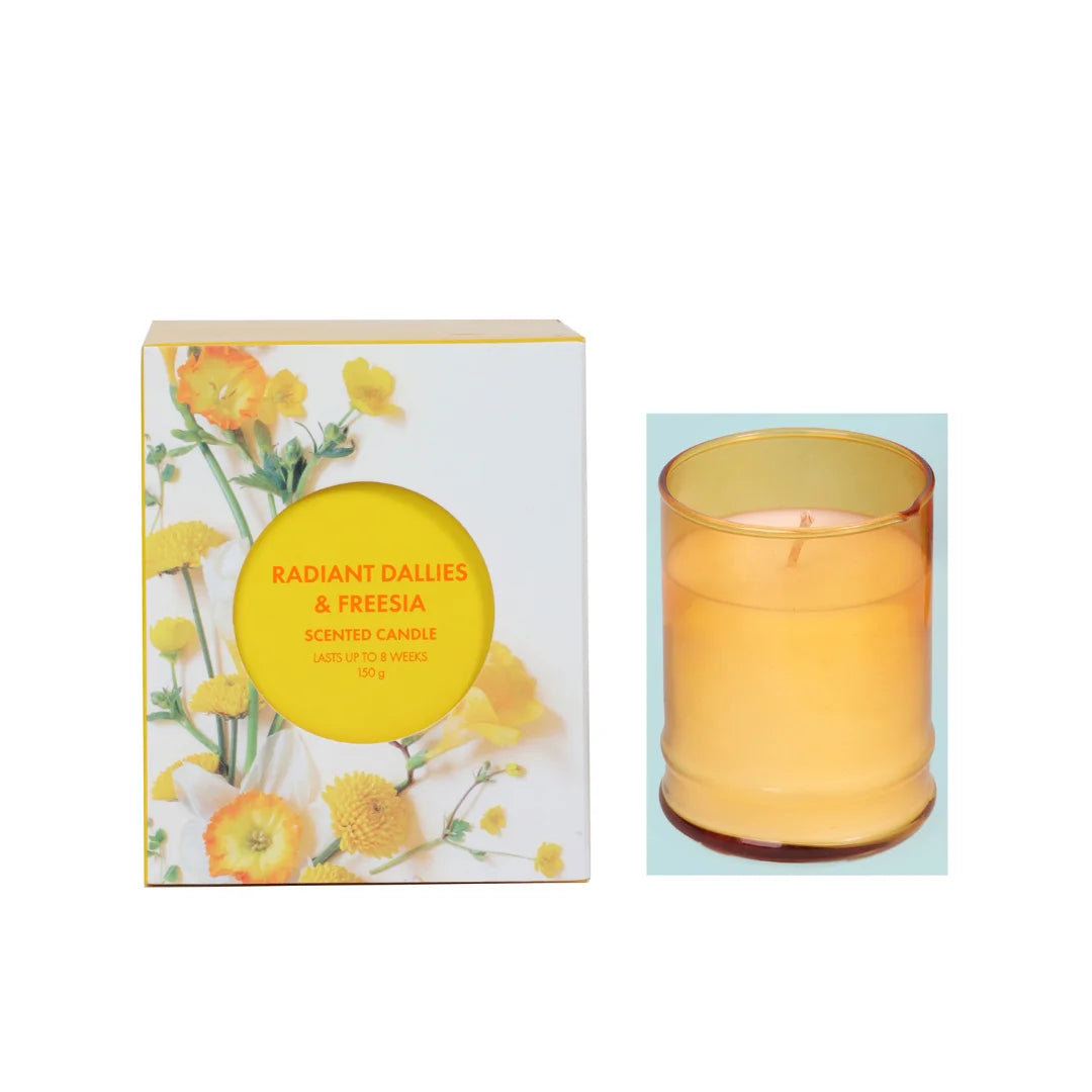 Tumbler Glass Candle - Radiant Dallies and Freesia