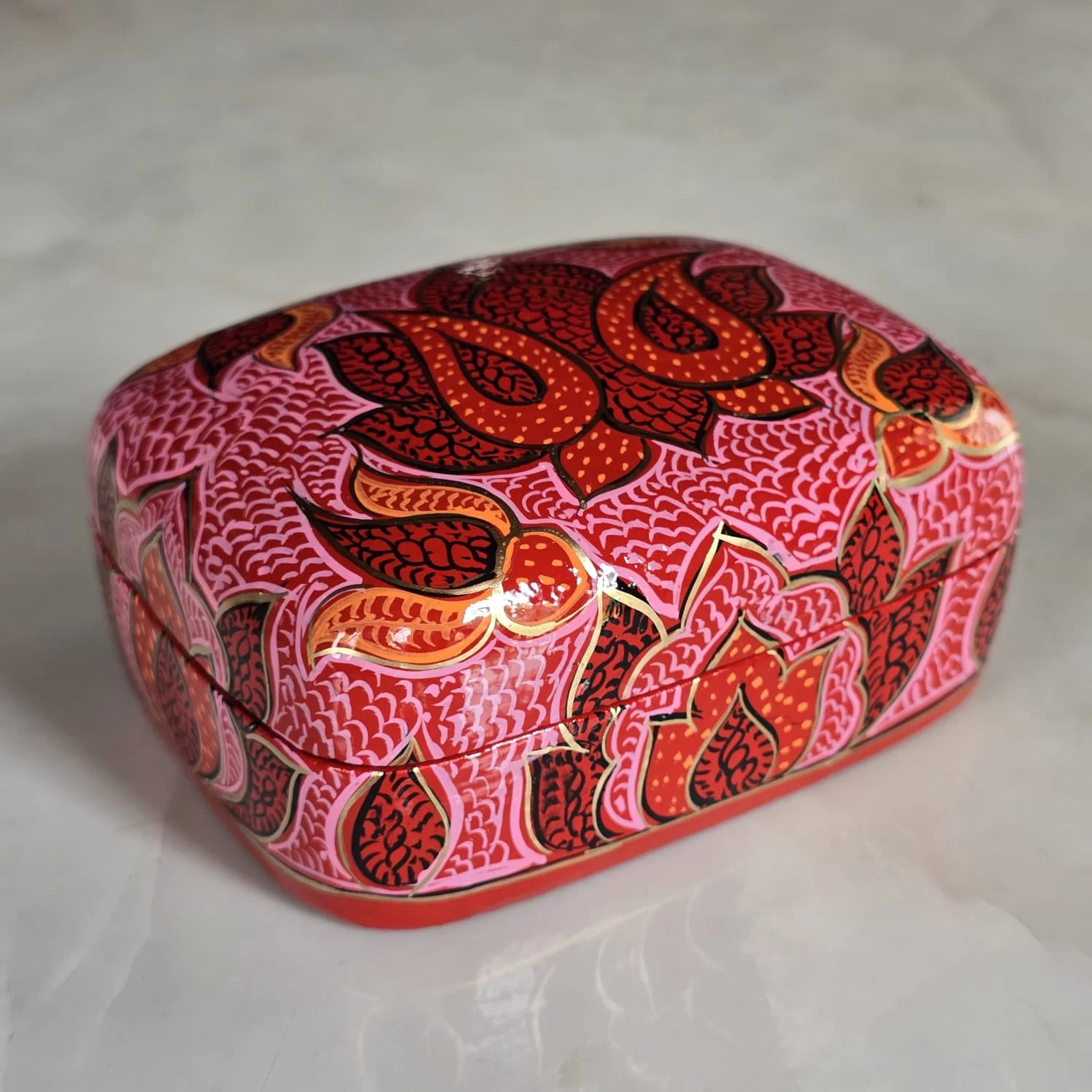 Paper Mache - Red Paisley Rectangangular box