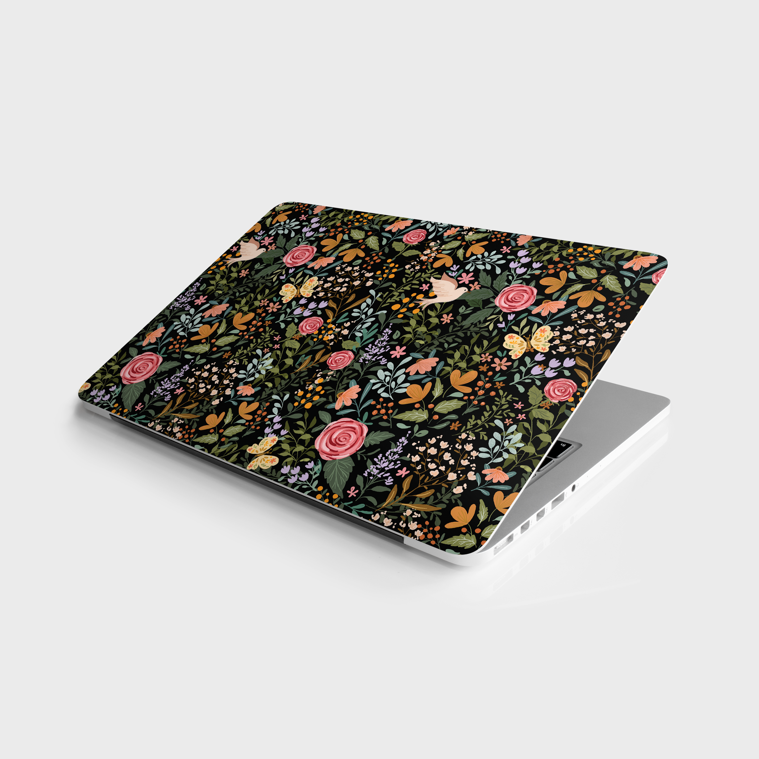 Black Floral Laptop Skin